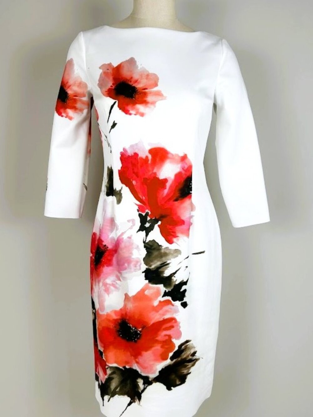 Rickie Freeman For Teri Jon Women White Floral-Print Scuba Dress Size 10 $480 - Picture 5 of 10